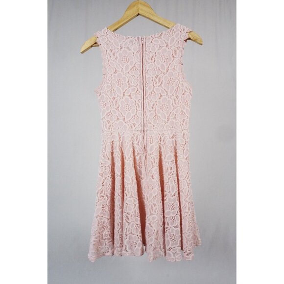 Jodi Kristopher Juniors 7 Floral Pink Lace Fit & Flare Dress Spring Easter - Picture 3 of 7